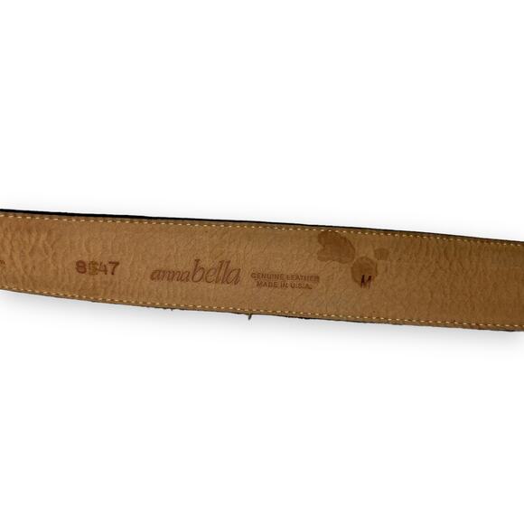 Anna Bella Genuine Black Leather Cowhide Belt Size Medium - Picture 6 of 11